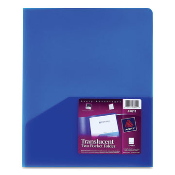Avery® Plastic Two-pocket Folder, 20-sheet Capacity, 11 X 8.5, Translucent Blue freeshipping - TVN Wholesale